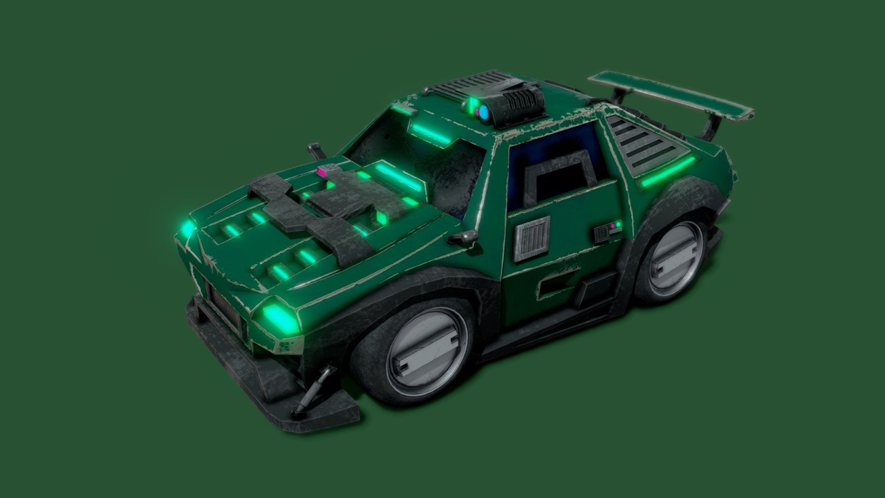 Media 1 for listing Green Bug Stylized Scifi Car Free