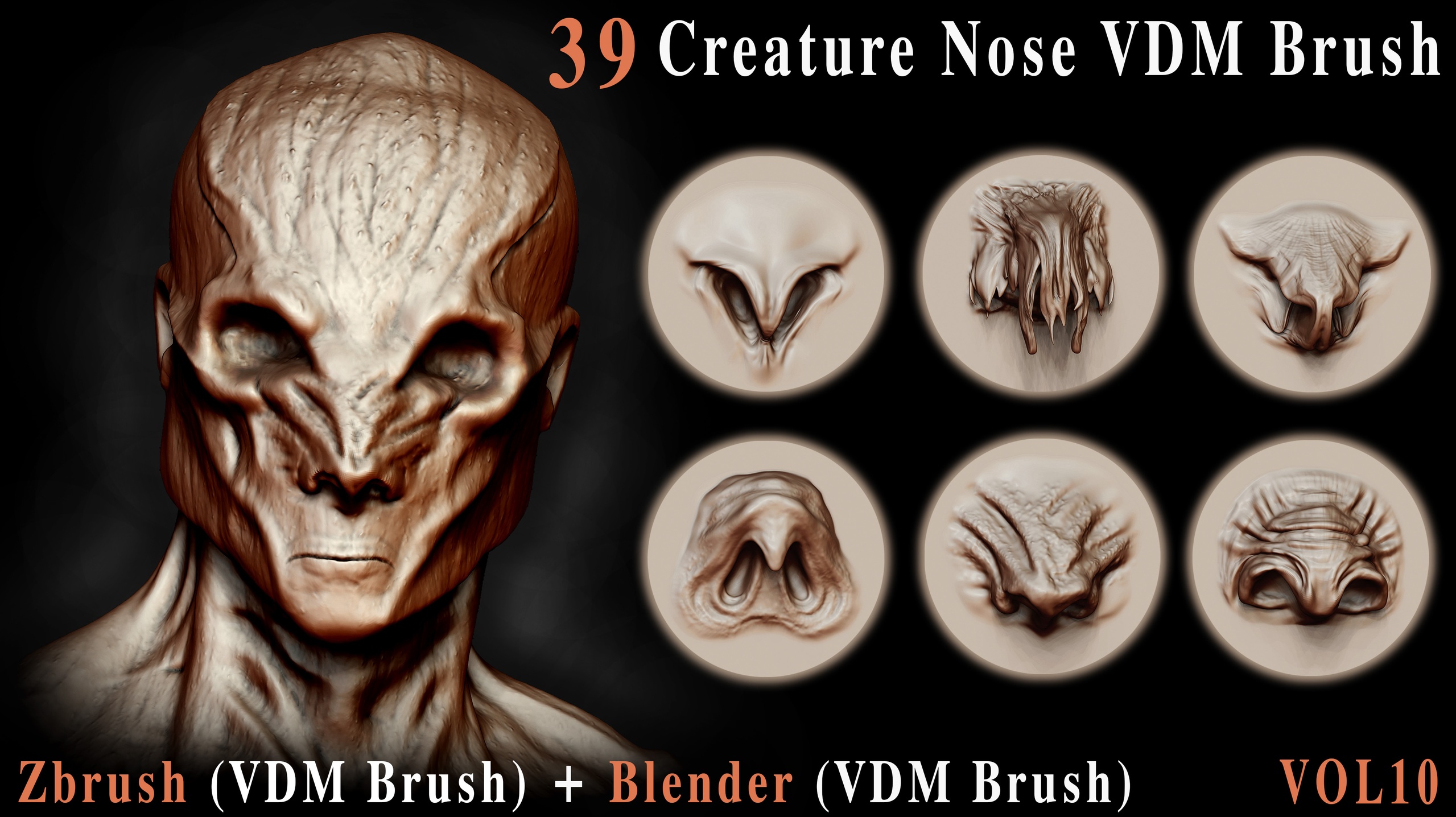 Media 1 for listing 39 Creature Nose VDM Brush - For ZBrush & Blender – Vol10