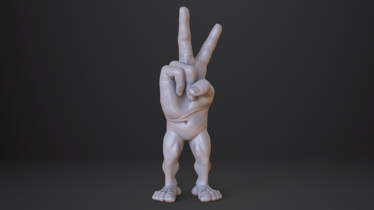 Media 1 for listing Hand Monster Character - Peace Sign Hand Gesture