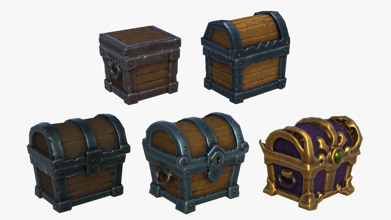 Stylized Fantasy RPG Chests Crates Storage Containers Treasure Boxes ...
