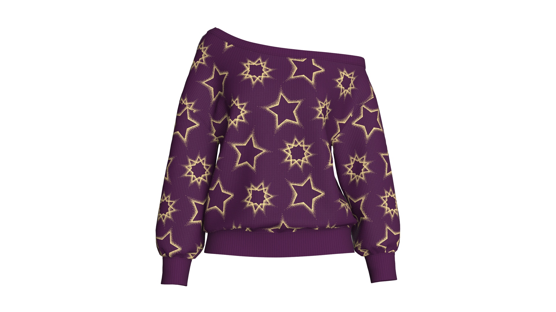Media 1 for listing Girls Off - Shoulder Printed Sweater | High Poly