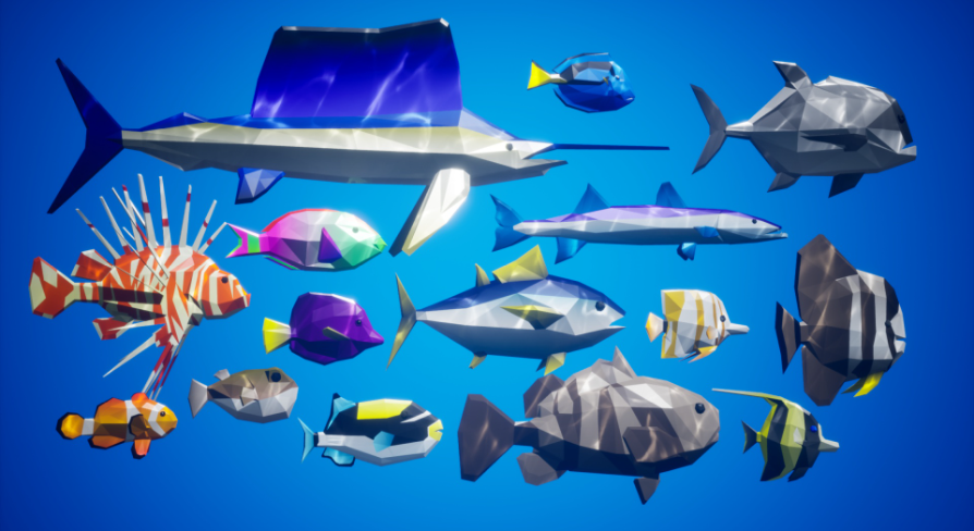 Poly Style Low Poly Fish for School System | Fab