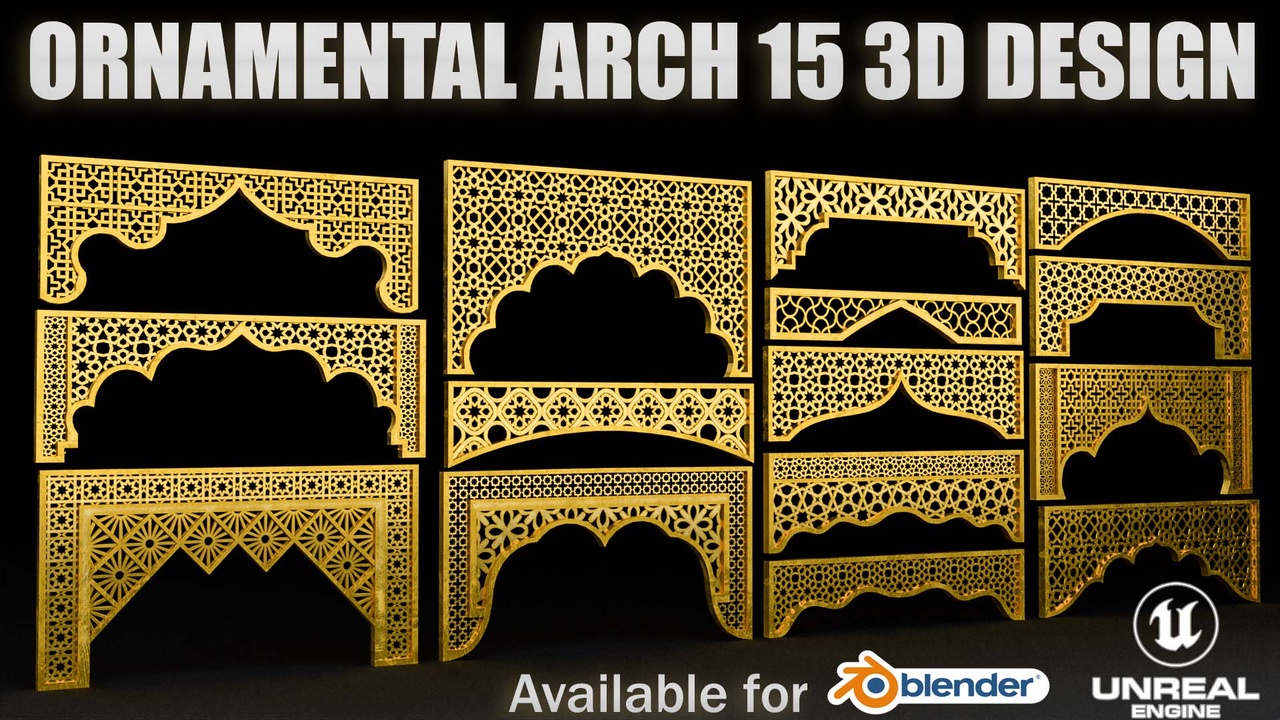 Media 1 for listing Islamic Ornamental Arch Pack & Modular Jali Patterns