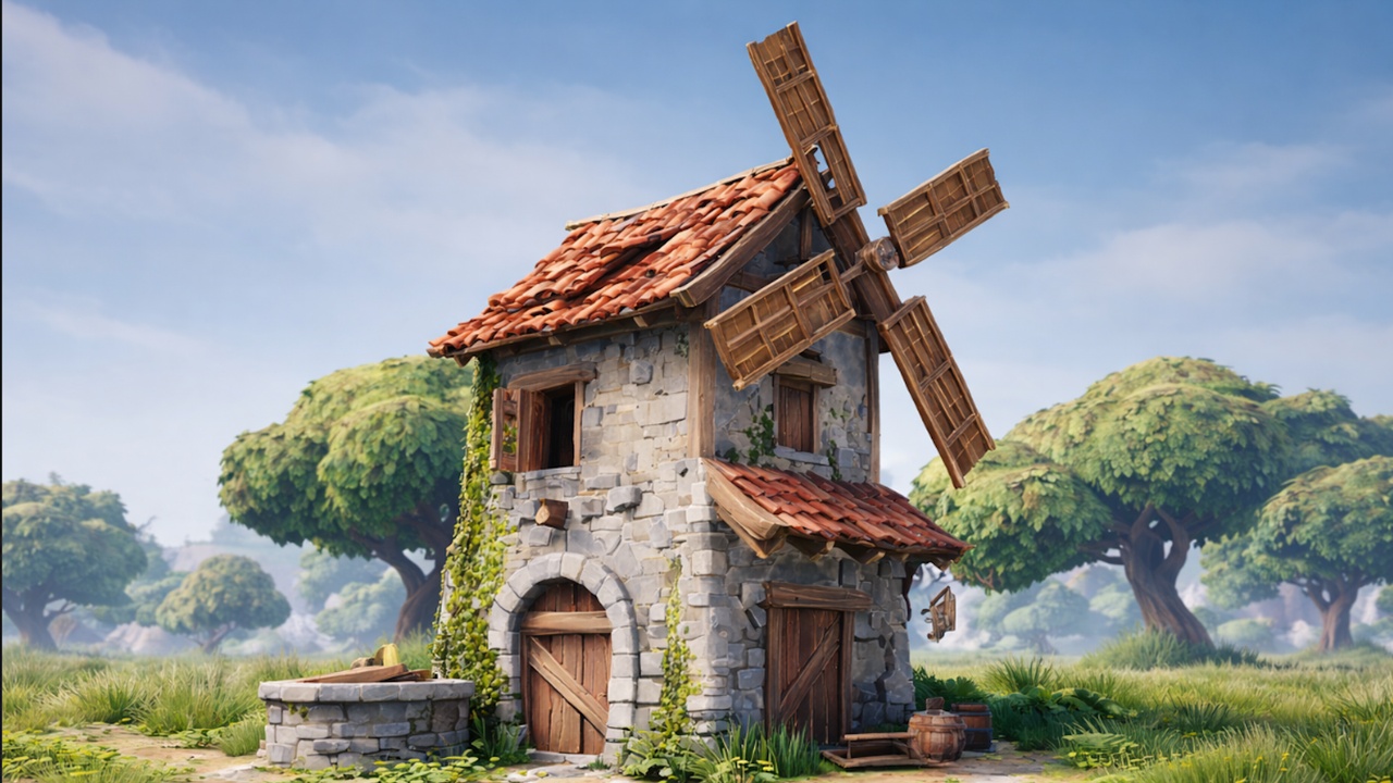 Media 1 for listing FREE Windmill & Village Buildings Pack🌾