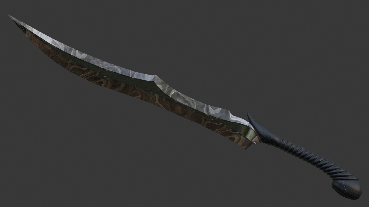 Media 1 for listing Game Ready Stylized Fantasy Sword | Curved Dark Fantasy Blade | Low Poly