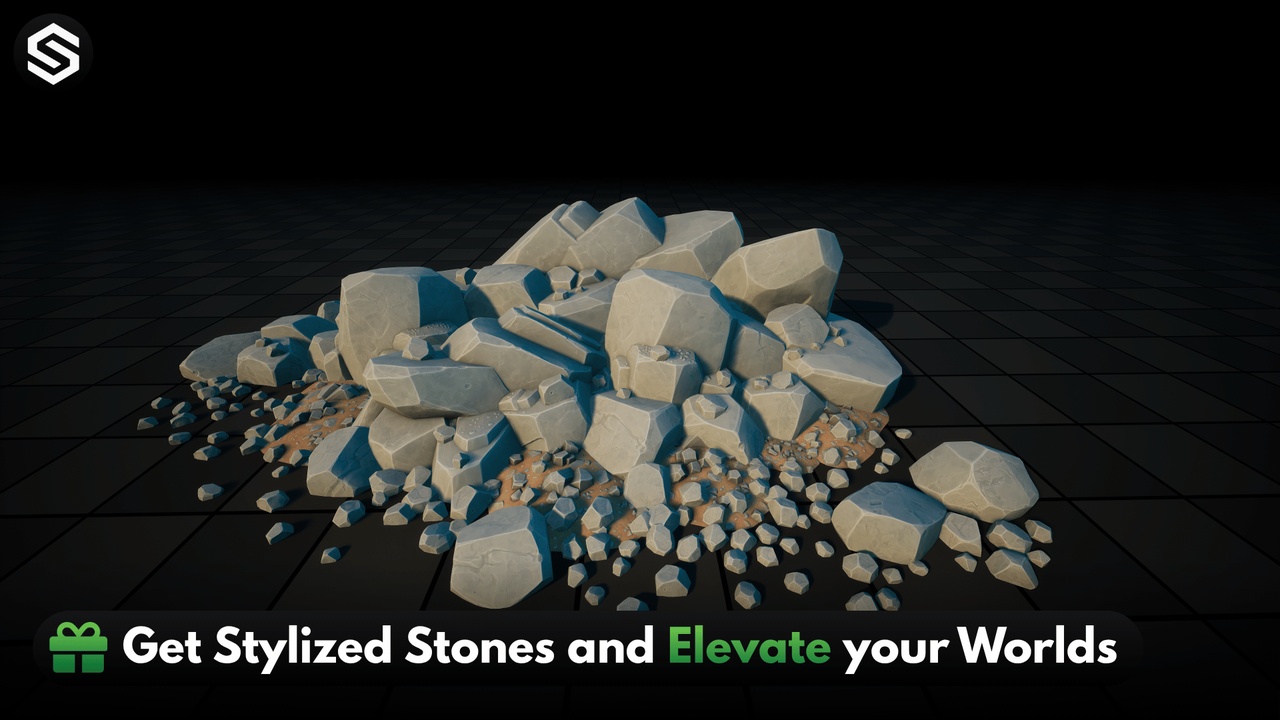 Media 1 for listing FREE Stylized Rocks Pack - Stylized Stones & Boulders