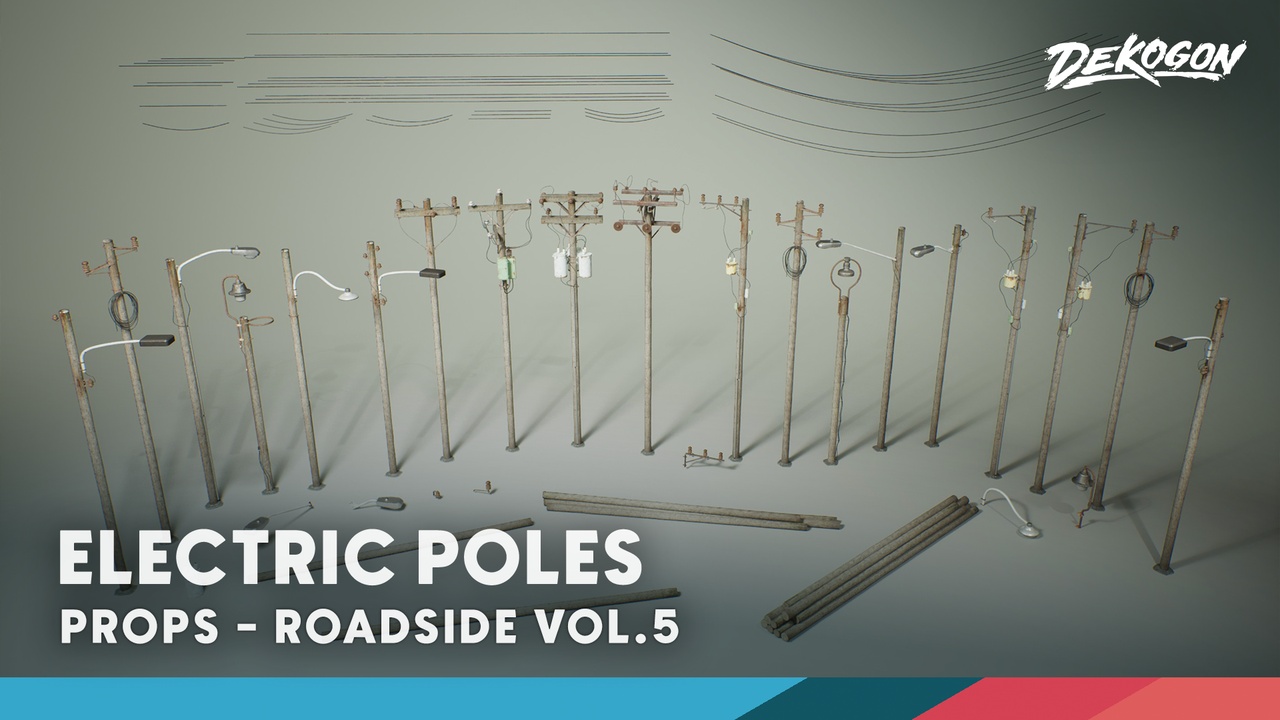 Media 1 for listing ROADSIDE VOL.5 - Electric Poles (Mid Poly)