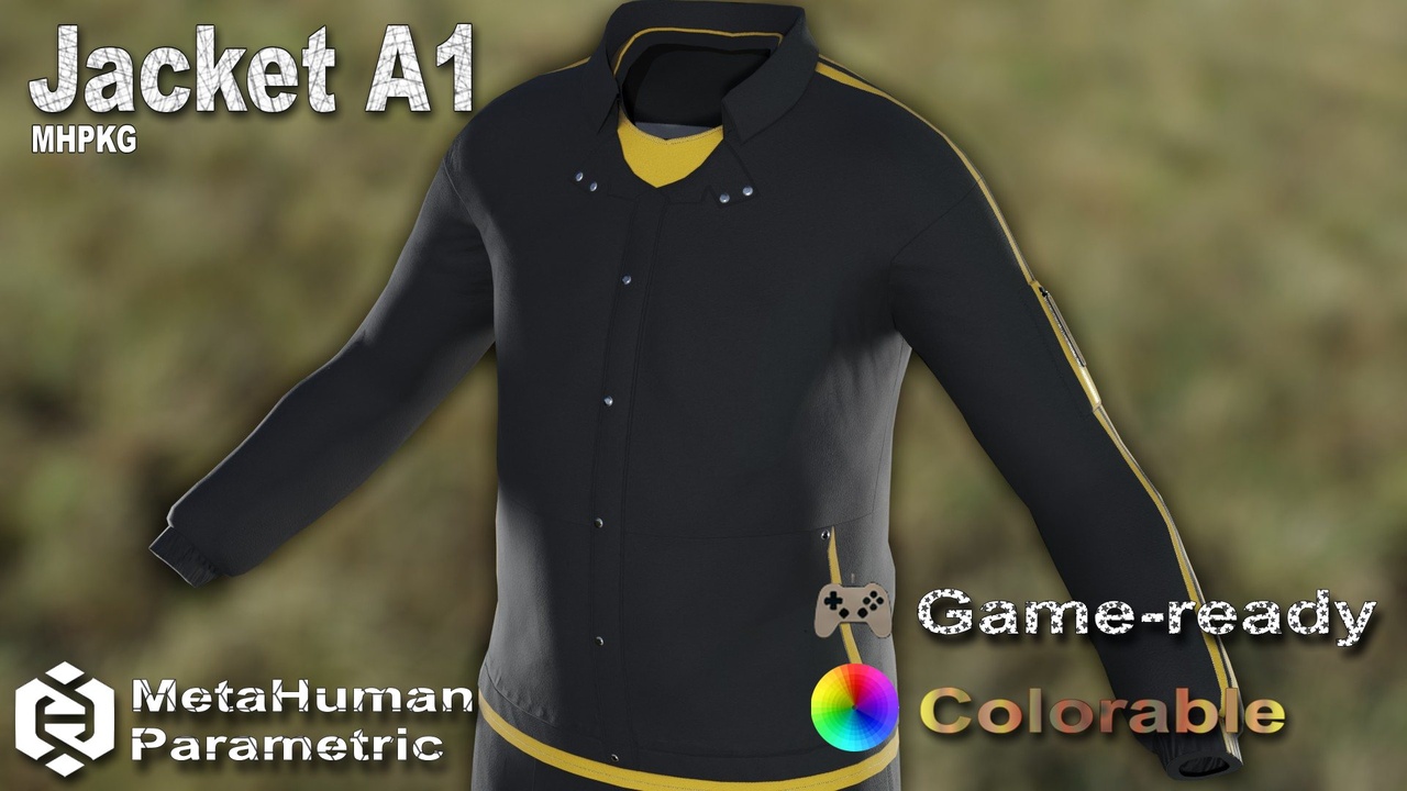 Media 1 for listing Jacket A1 - MHPKG, Colorable, Parametric MetaHuman jacket