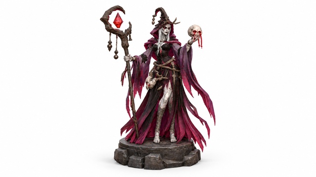 Dark Fantasy Necromancer Witch Statue preview on Fab