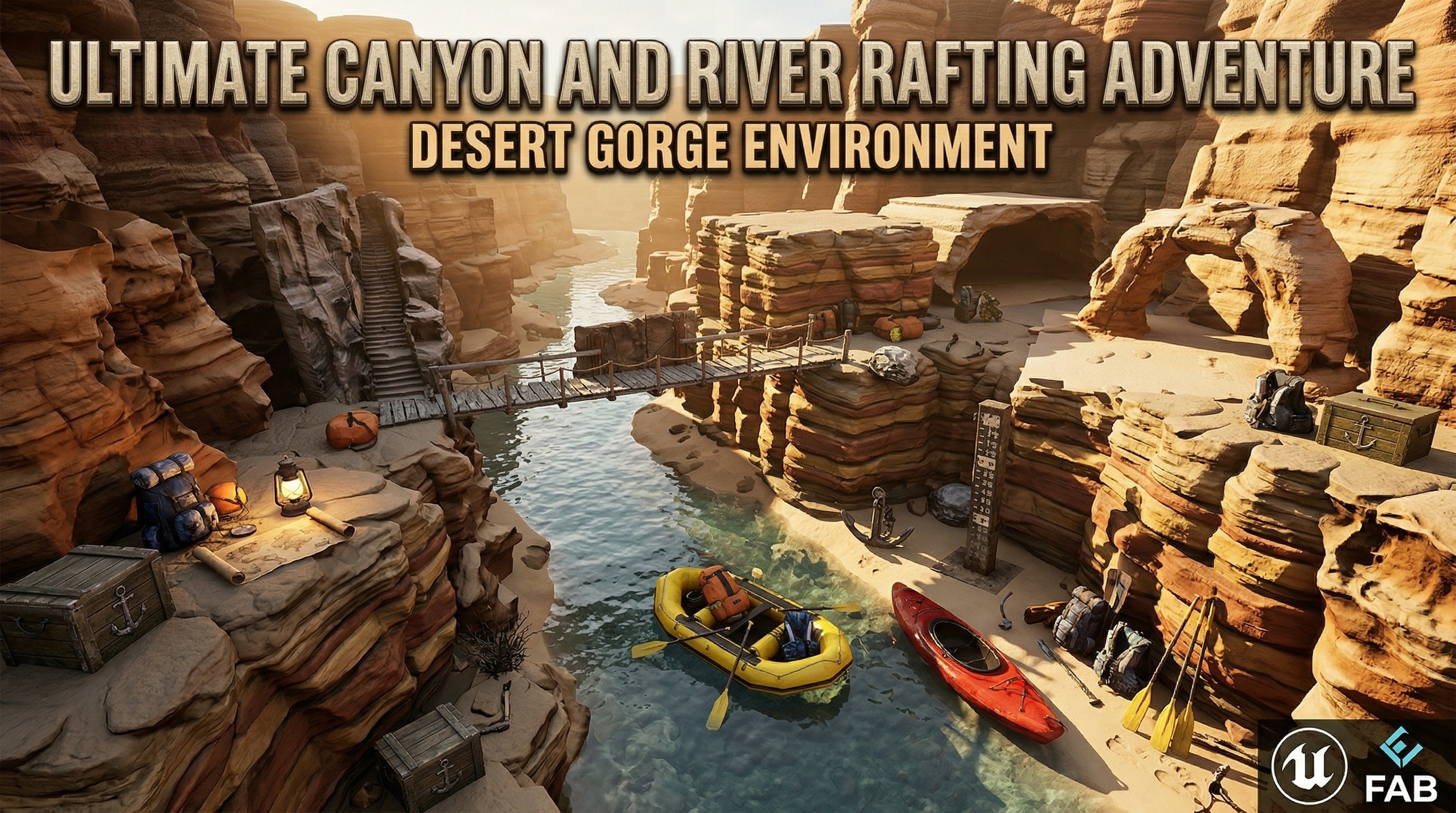 Ultimate Canyon And River Rafting Adventure - Desert Gorge Environment ...