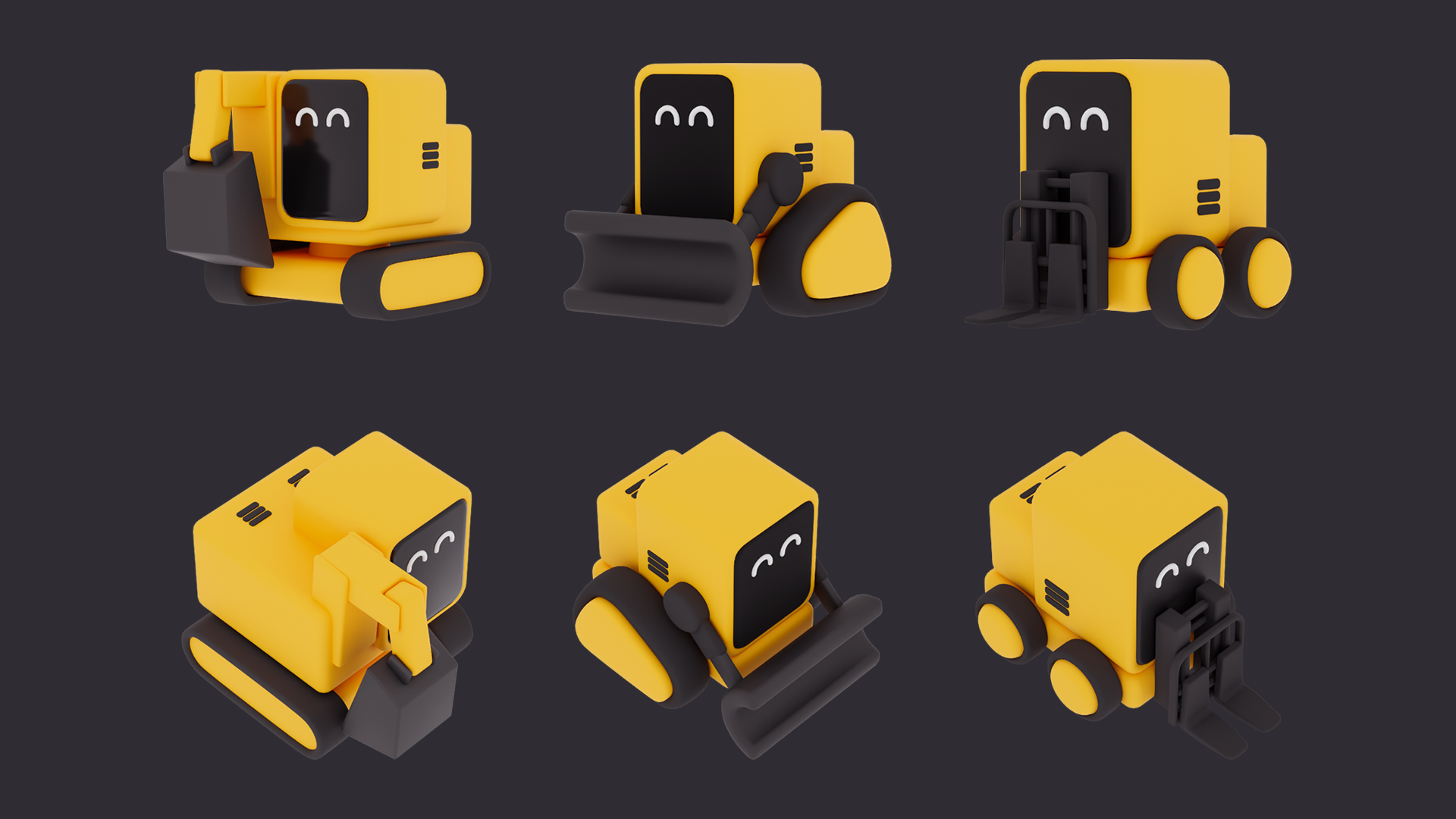 Cute Construction Robot Character Pack | Fab
