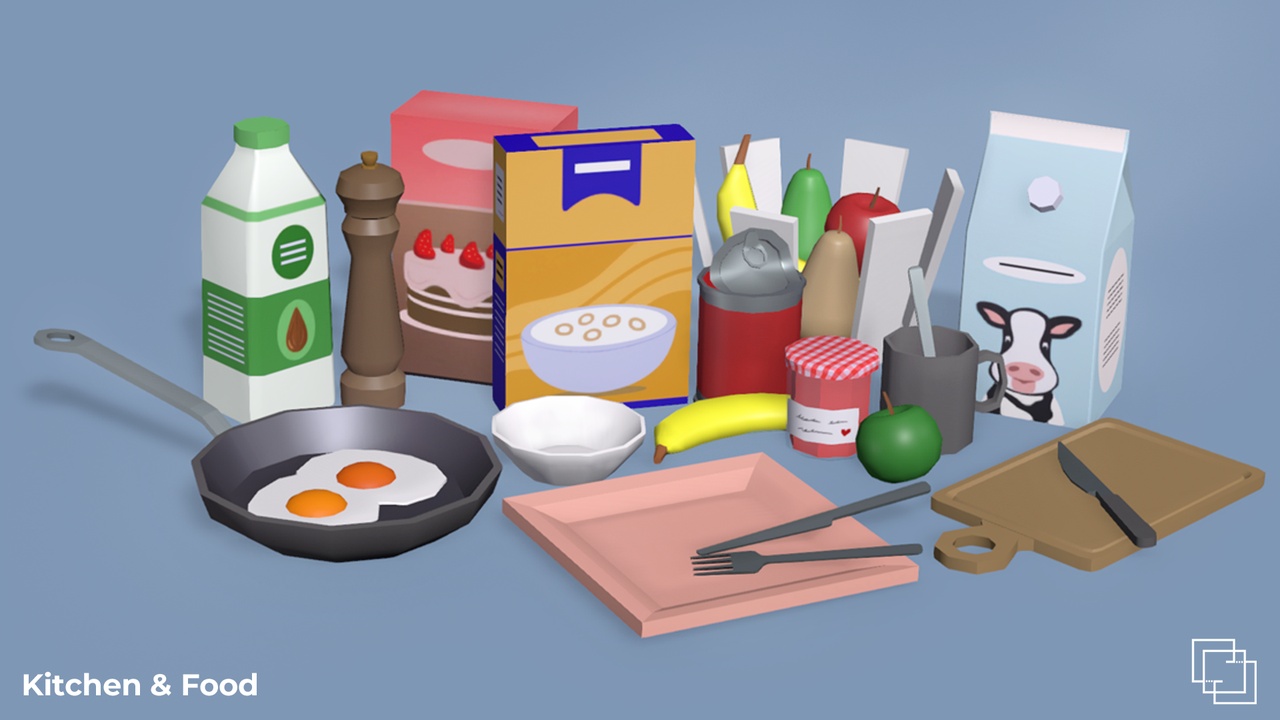 Multimedia 1 para anuncio Kitchen & Food - Low Poly House Items