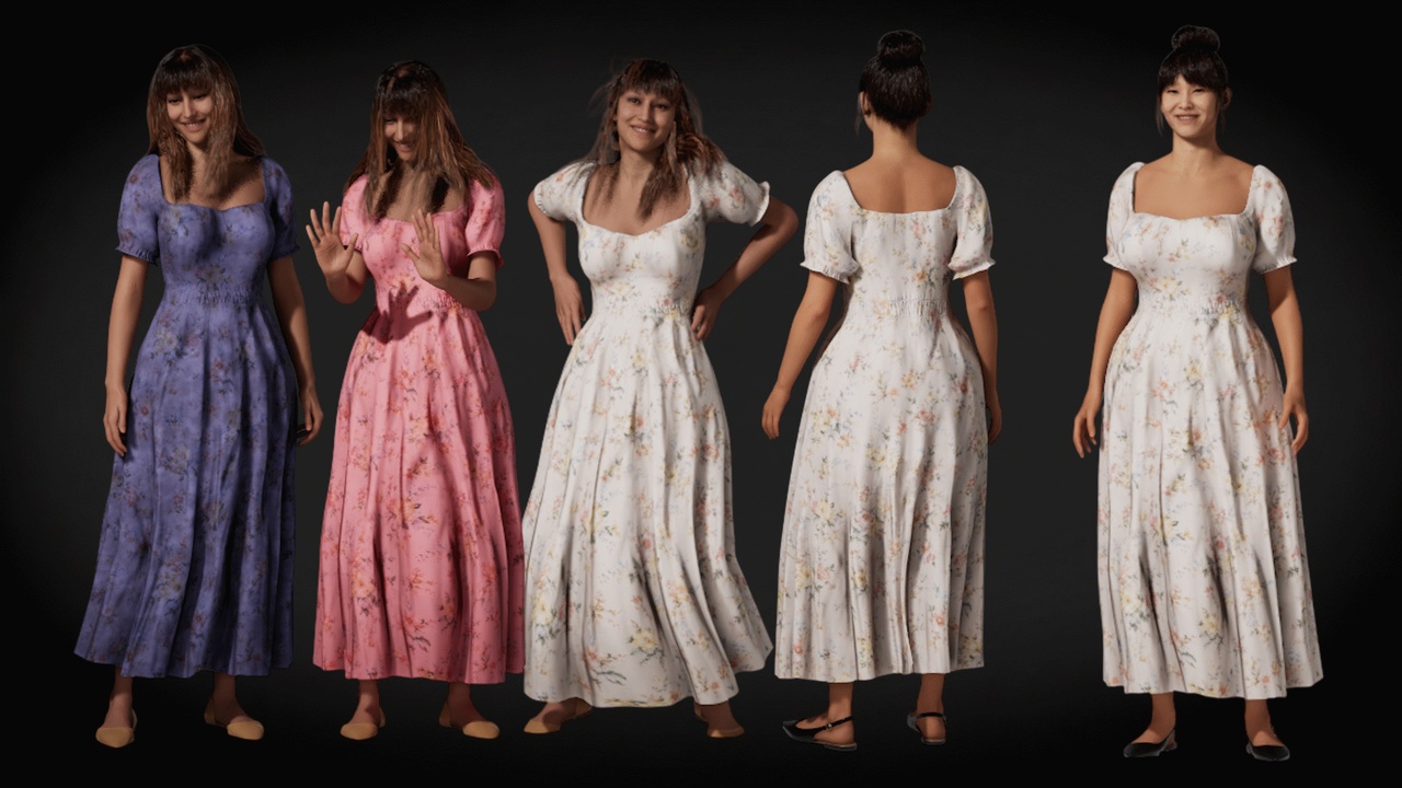 Media 1 for listing Floral Maxi Dress - Metahuman Compatible