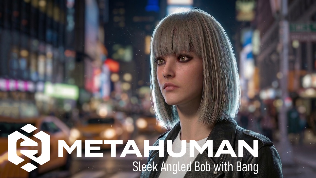 Media 1 for listing MHC: Sleek Angled Bob with Bang | Metahuman Groom Hair