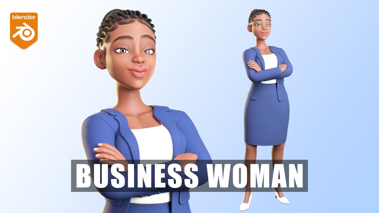 Media 1 for listing Business Female Black Woman Low-poly 3D model