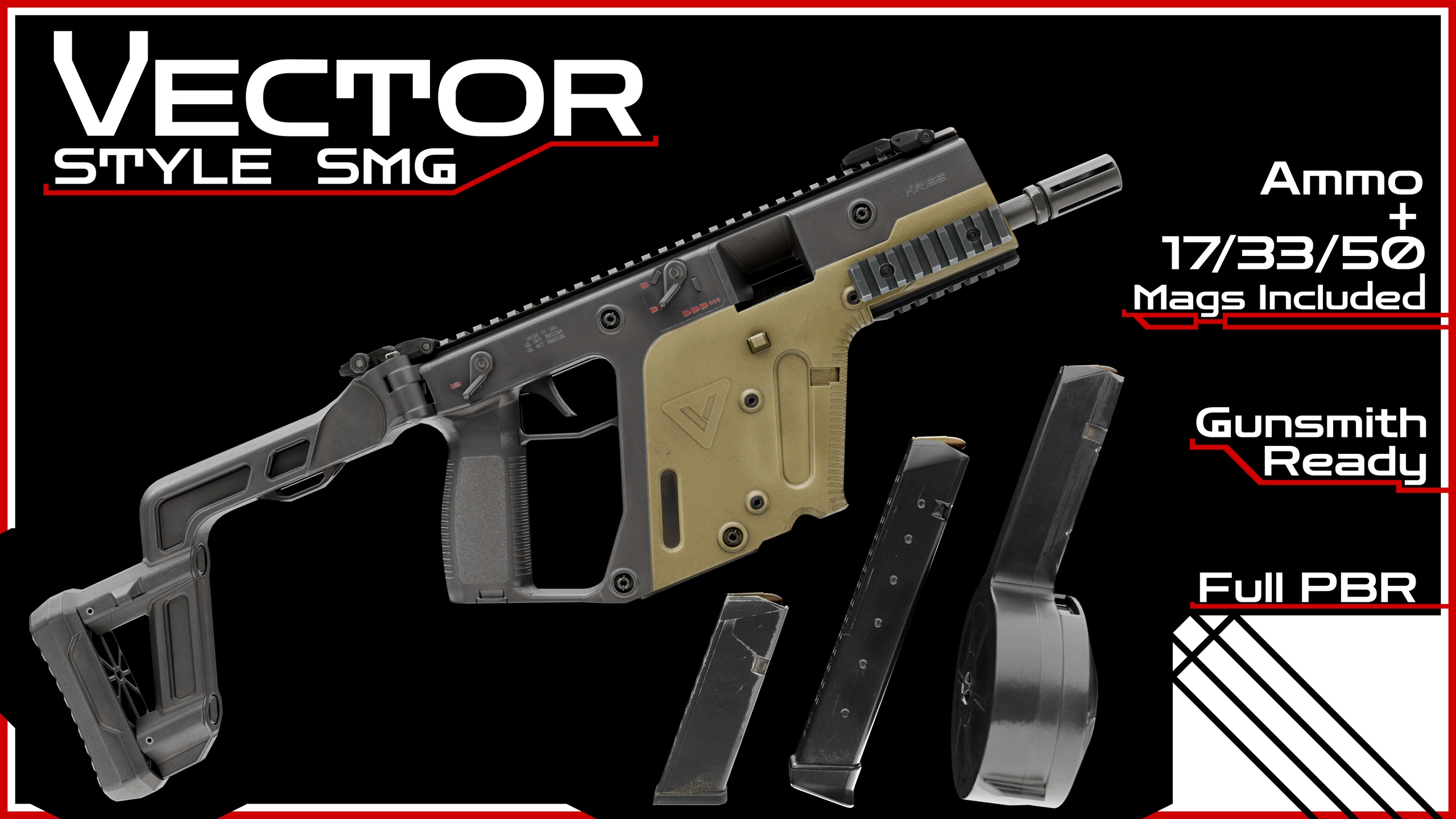 Media 1 for listing Vector Style SMG | Angled Receiver Carbine | Modular | FPS/TPS