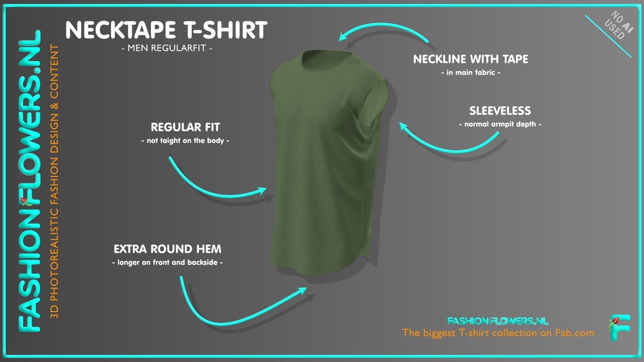 Media 1 for listing Green Colour Sleeveless Extra Round Underside T-shirt | Basic Round Neck Tshirt