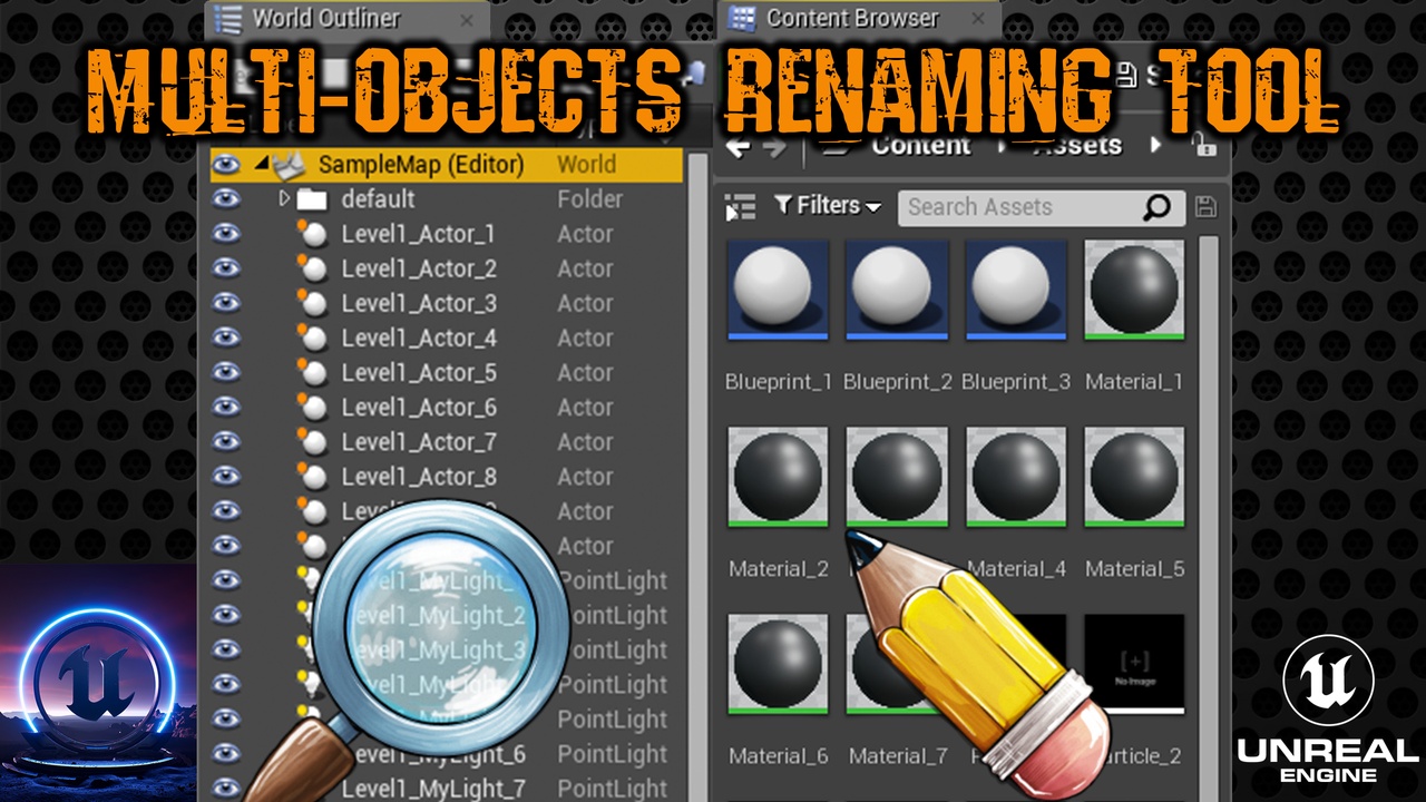 UE批量改名插件Multi Objects Renaming Tool-PTT_CG资产素材_严控质量_让CG社区更有趣