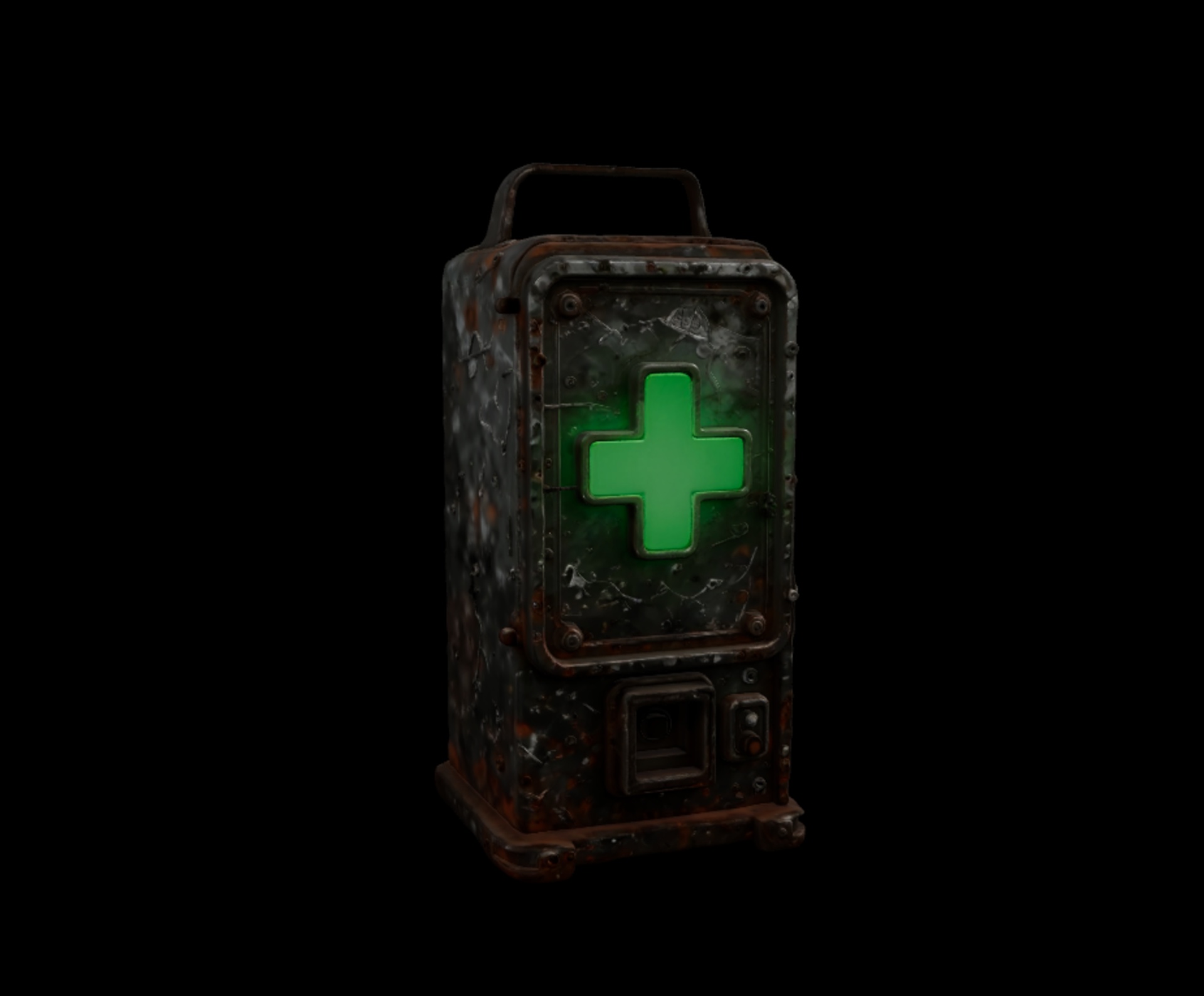 Media 1 for listing Rusty First Aid Cabinet – Glowing Medical Wall Box