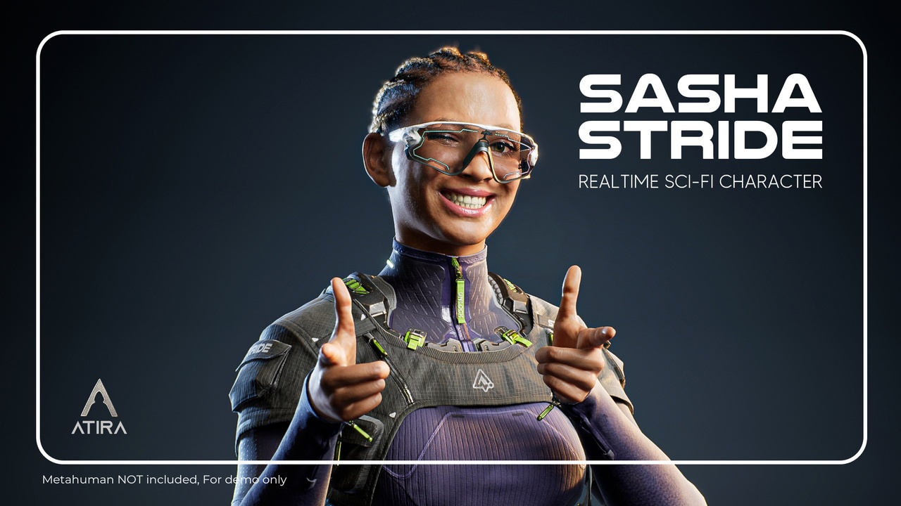 Realtime Sci-fi Explorer Character Sasha Stride 제품 등록을 위한 미디어 1개