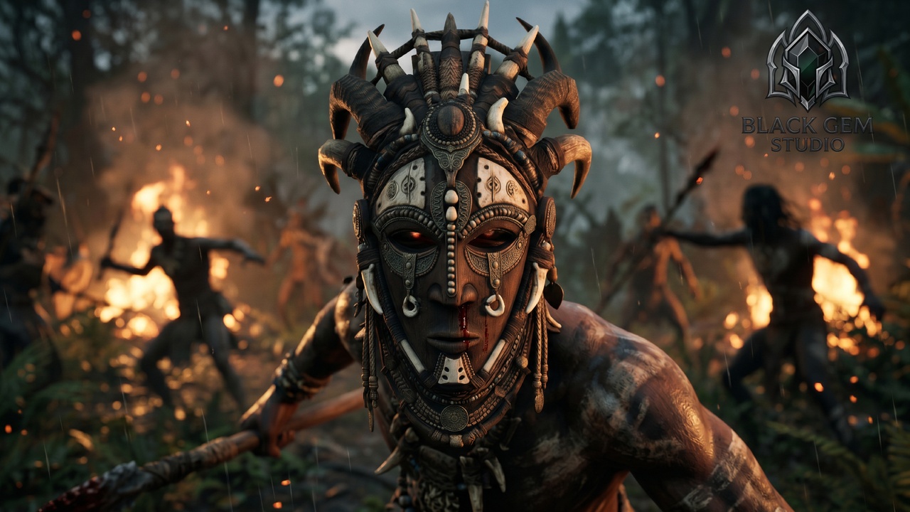 Media 1 for listing Primitive Tribal Shaman Ritual Mask for Ancient Jungle Warrior Characters