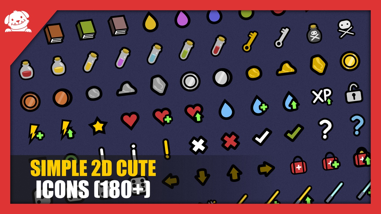 Media 1 for listing Simple Cute 2D Icons (180+ with Source)