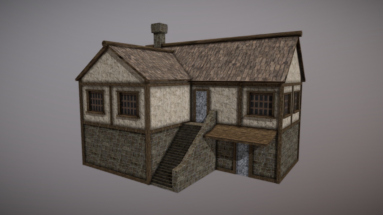Media 1 for listing Medieval Stone & Timber House – Game-Ready Building