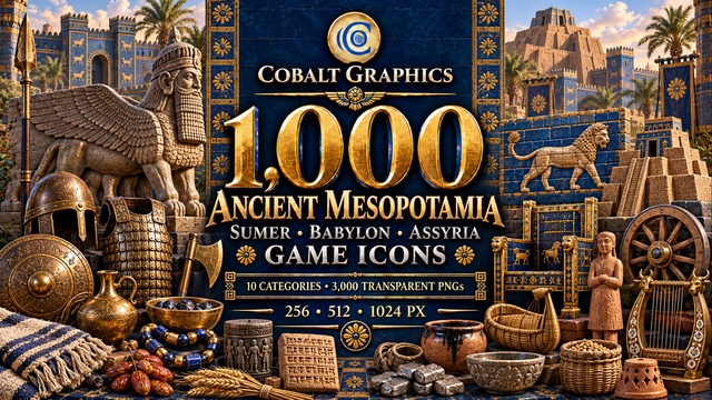1,000 Ancient Mesopotamia Icons | Sumer, Babylon & Assyria — Cobalt Game Assets