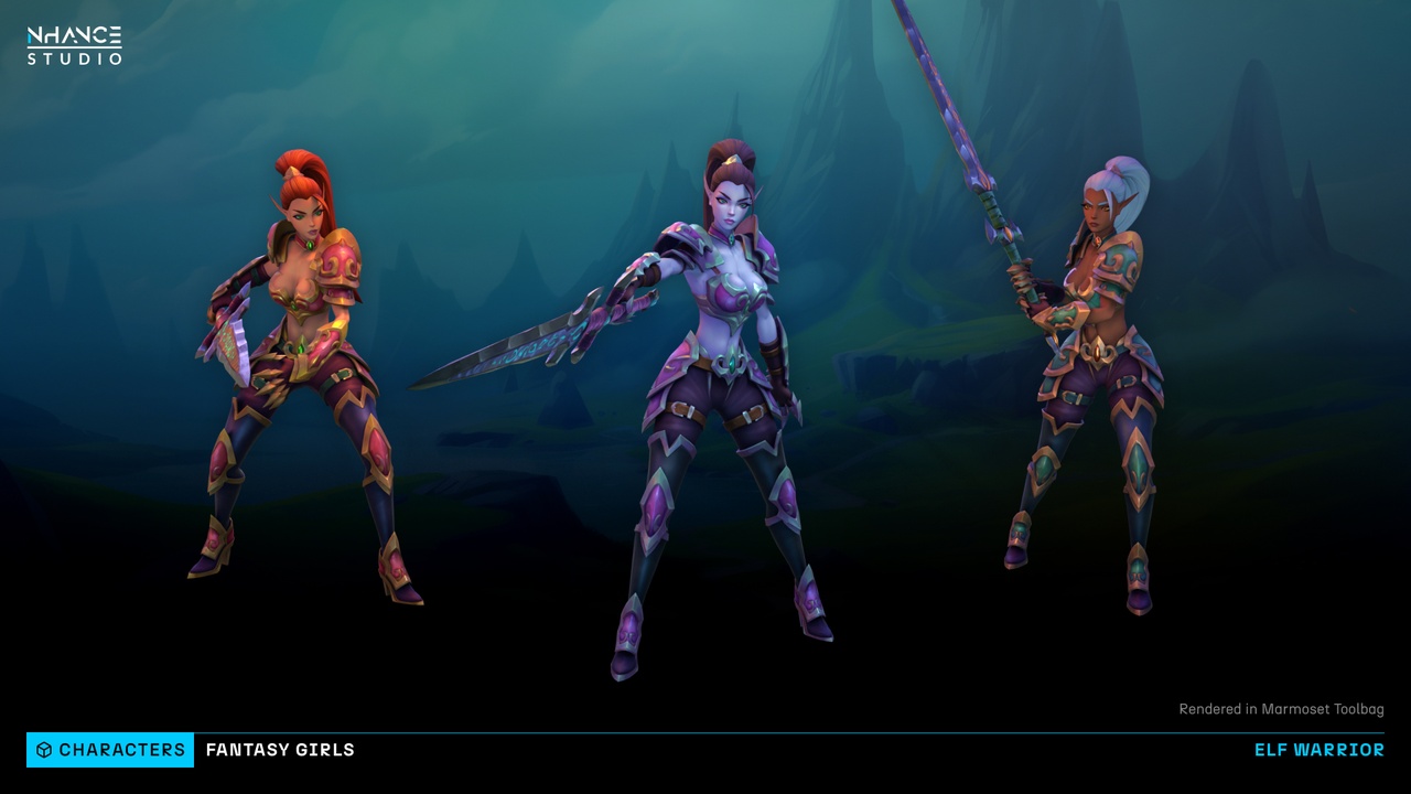 Media 1 for listing Stylized Fantasy Girls NPC Pack #2