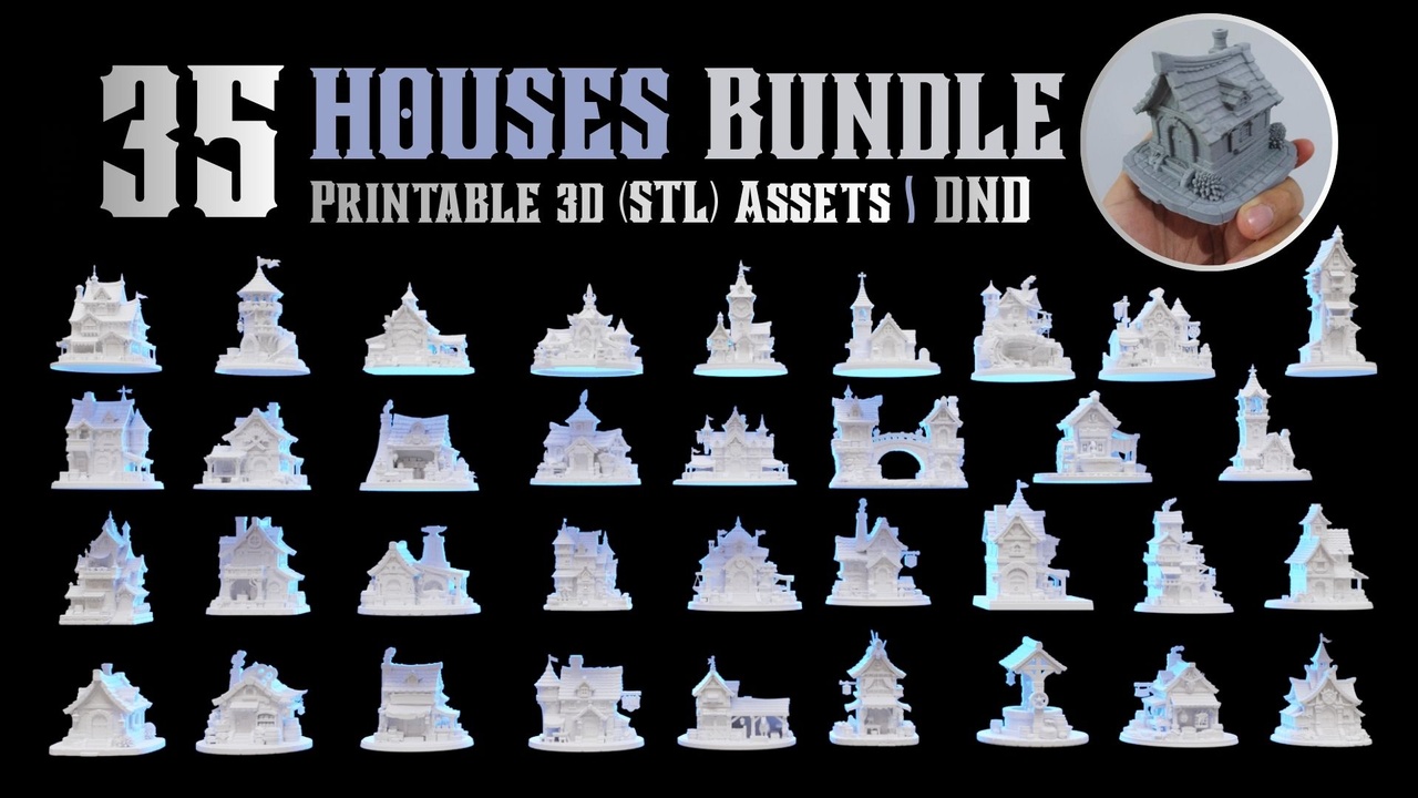 Media 1 for listing 35 DnD STL Miniatures Houses Bundle 3D print model
