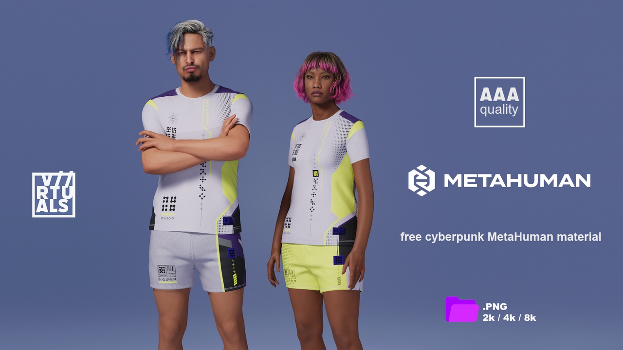Media 1 for listing Cyberpunk Pajamas - Cyberpunk Clothes Material for Deafult MetaHuman Outfit