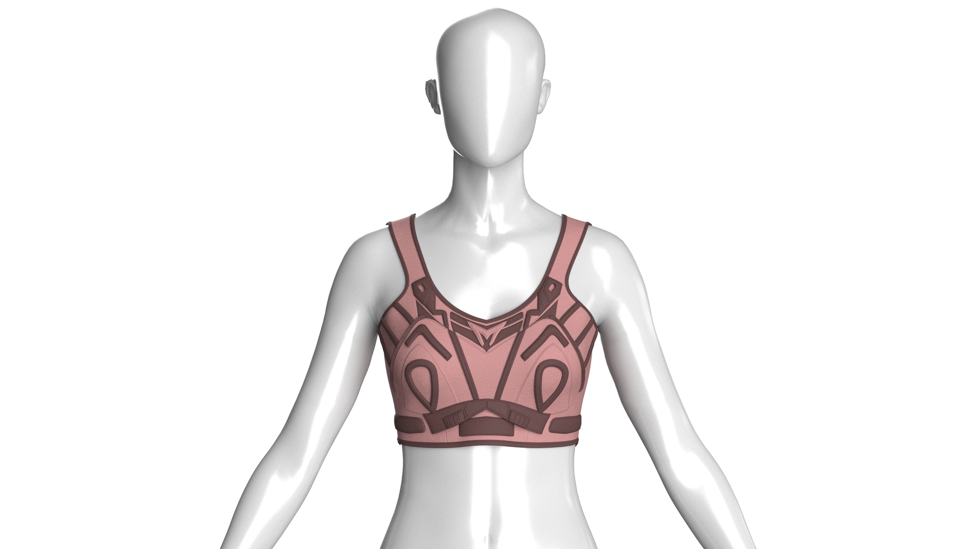 Media 1 for listing Girls Crop Top With Dark Brown Contrast Piping | High Poly