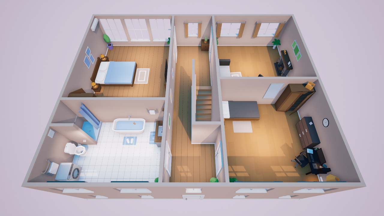 Low Poly Cartoon House Interiors