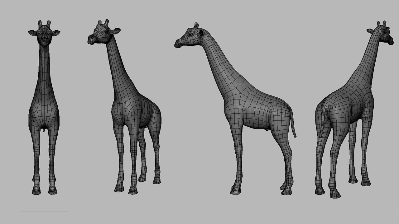 Media 1 for listing Giraffe Basemesh - Topology + UV Map