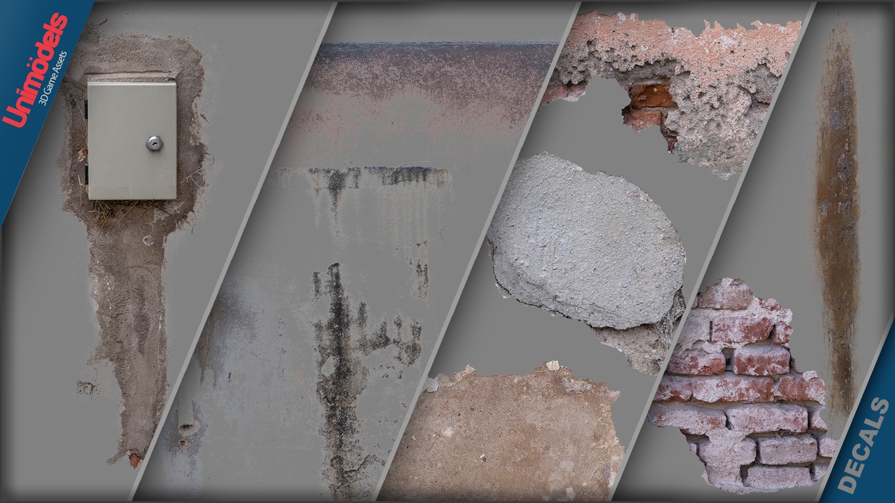 Media 1 for listing Decals of Stains Cracks and Plaster for Walls and Floors Vol. 3