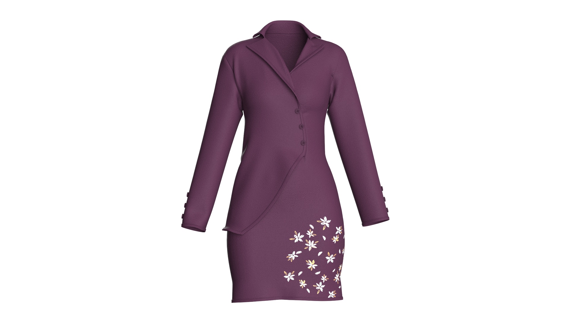 Media 1 for listing Ladies Long Sleeve Overlap Shirt Dress | High Poly