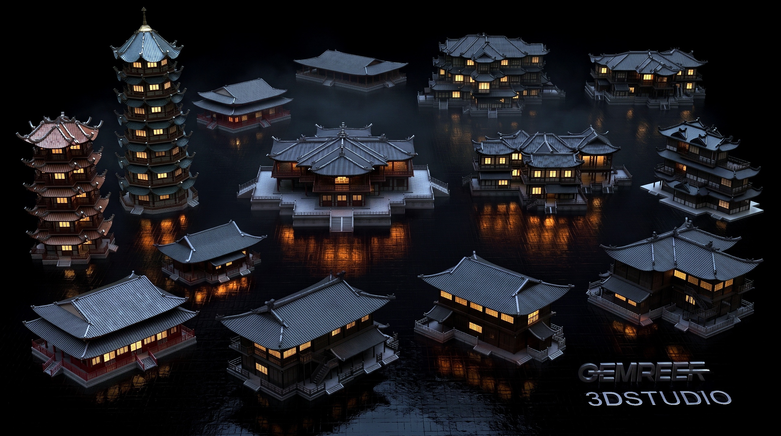 Media 1 for listing Asian Architecture Pack - Temples Pagodas Houses