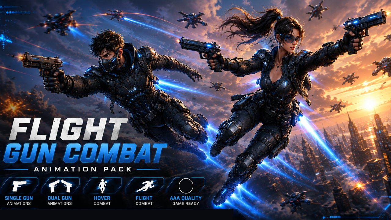 Media 1 for listing Flight Gun Combat Animation Pack