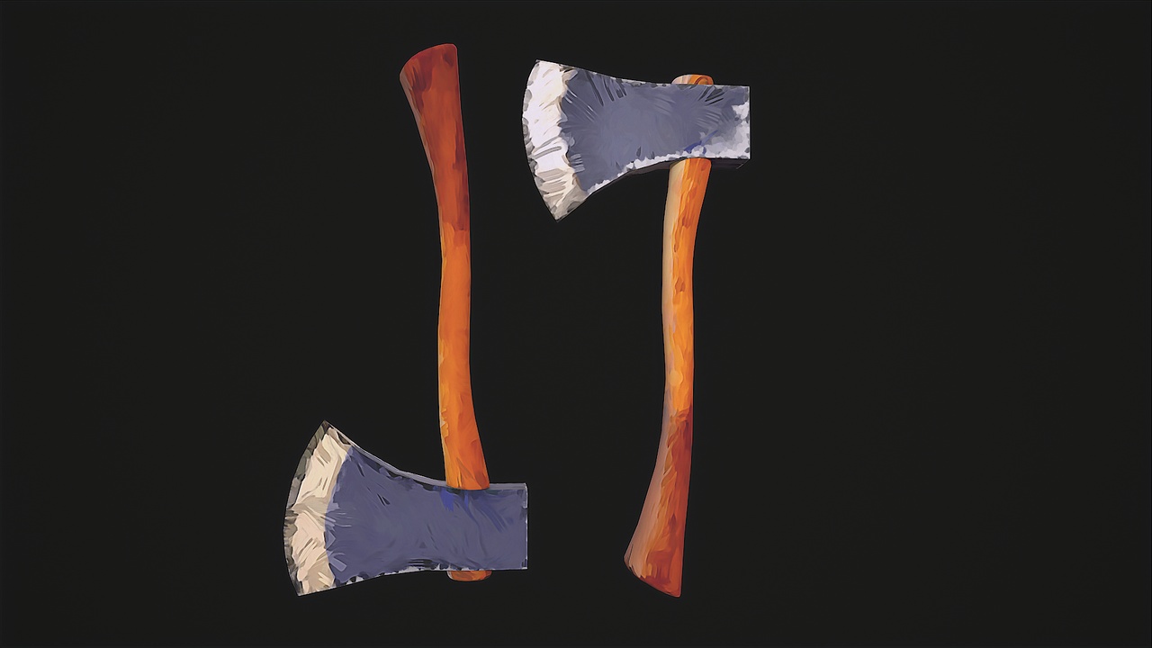 Media 1 for listing Stylized Low Poly Hand Painted Woodcutter Axe low-poly 3d model
