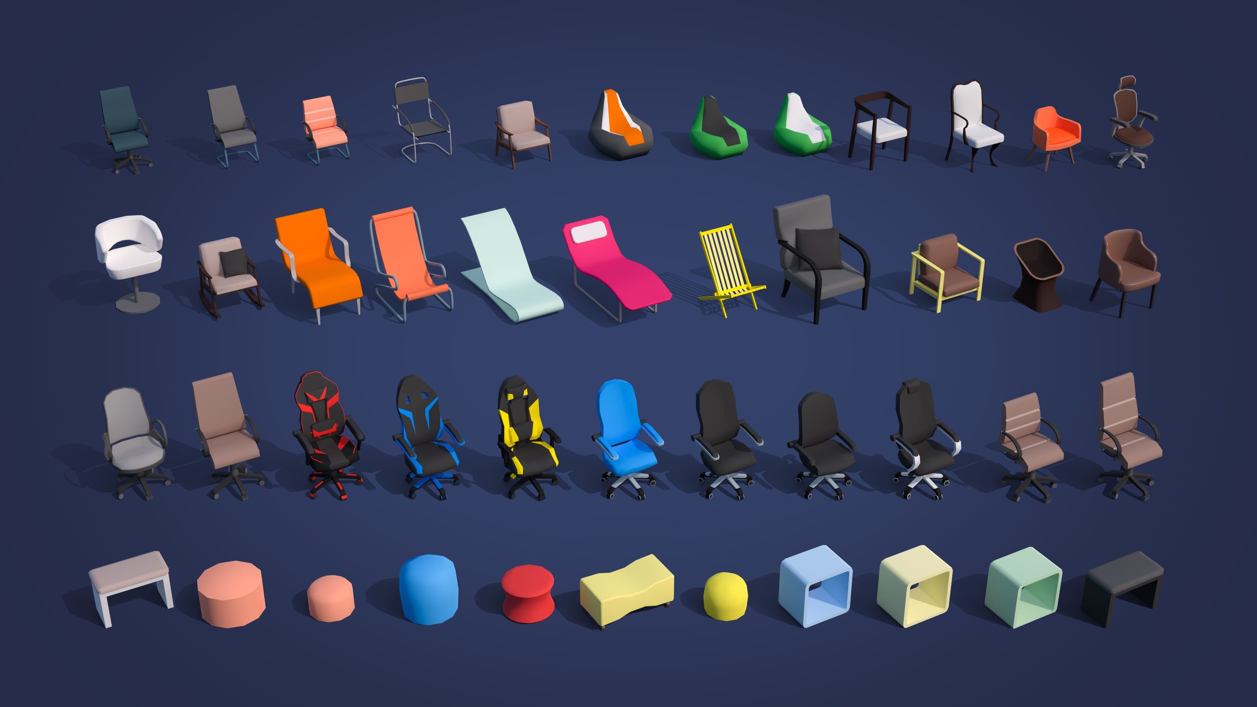 Media 1 for listing Furniture Casual - Low Poly 3D Models Pack