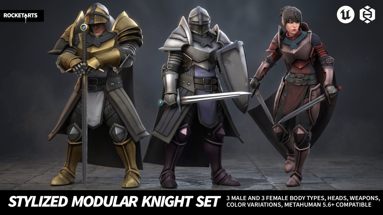 Медиа 1 для объявления Stylized Modular Knight