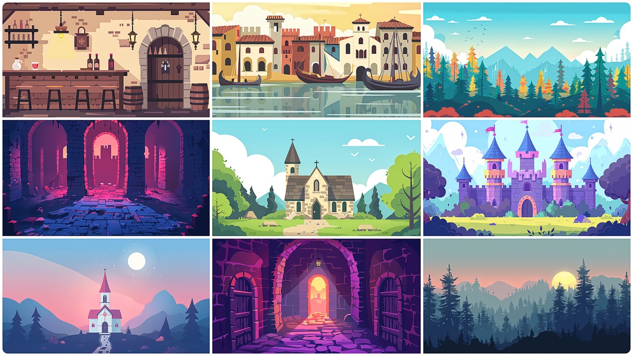 الوسائط 1 للقائمة BACKGROUND - Vector Medieval 1