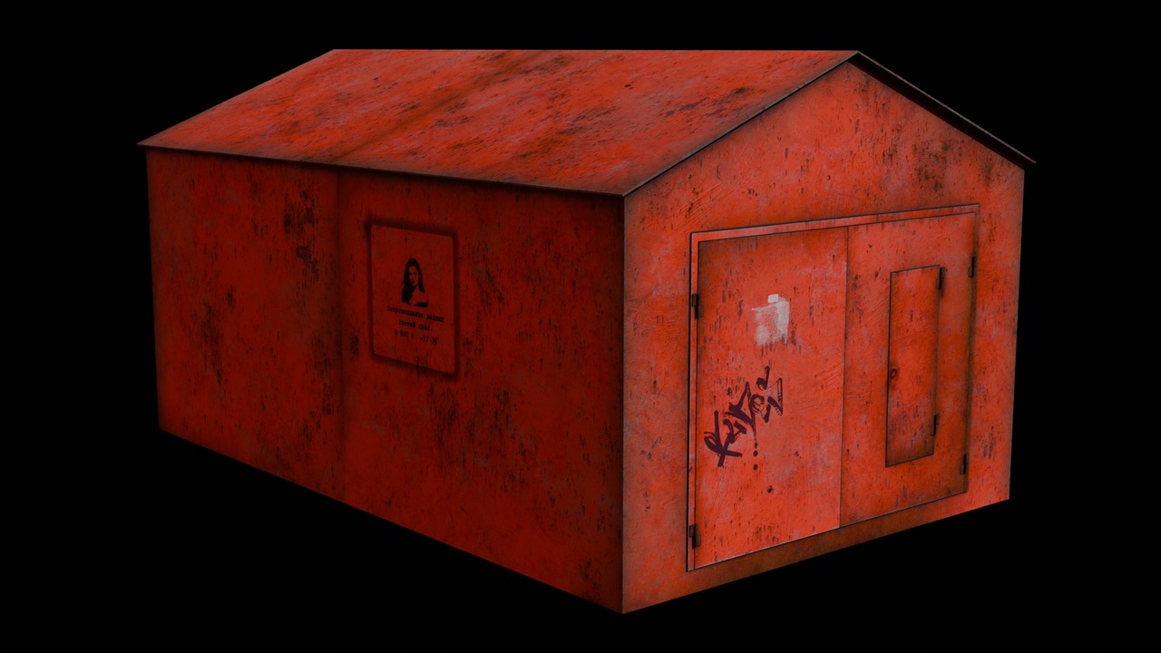 Media 1 for listing Russian Vintage Red Iron Garage — Weathered & Characterful