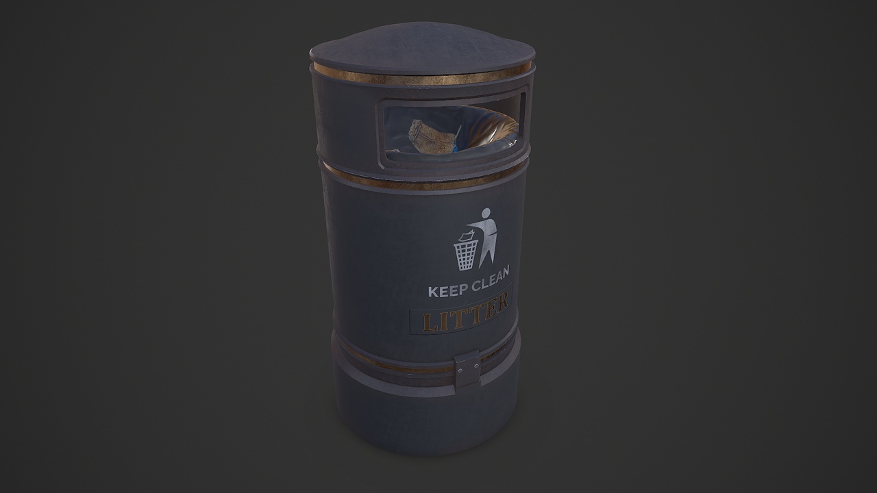 Media 1 for listing Street Litter Bin Trash Can Low-poly PBR