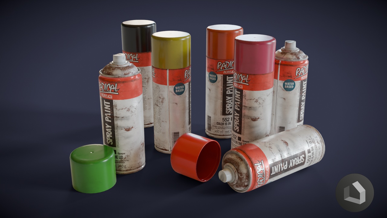 Media 1 for listing Spray Paint Cans | Tools | Game Ready | PBR