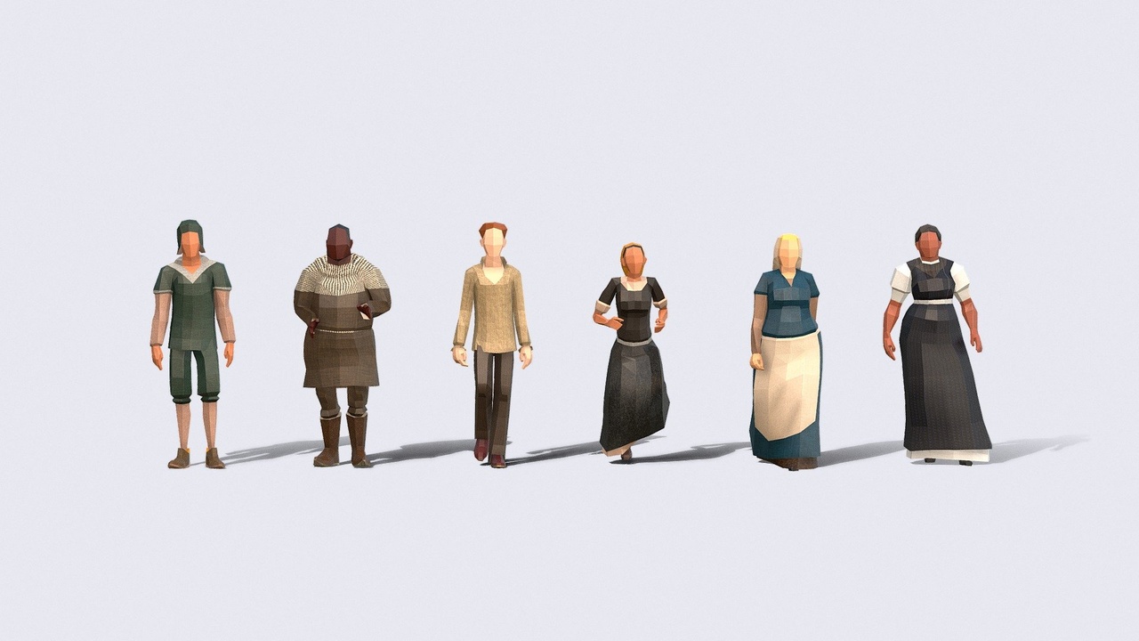 Media 1 for listing Low Poly Medieval Peasants - Animated & Rigged