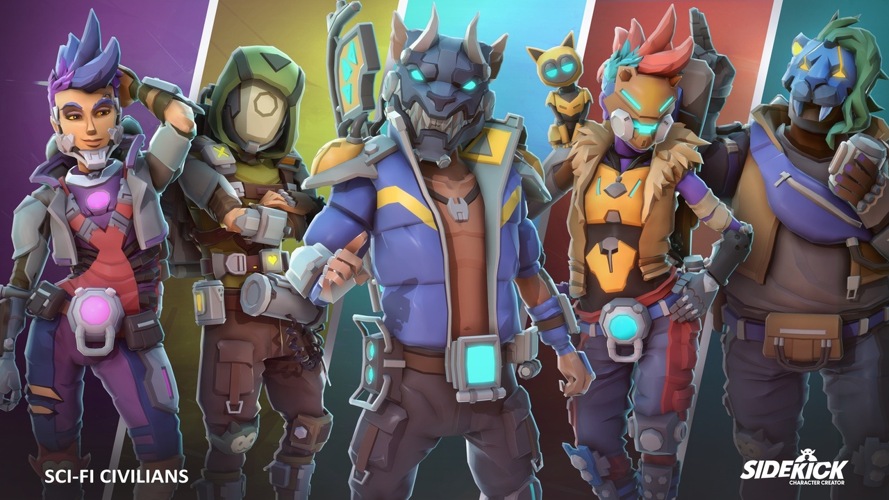 Media 1 for listing Sci-Fi Civilians - Sidekick Modular Characters by Synty