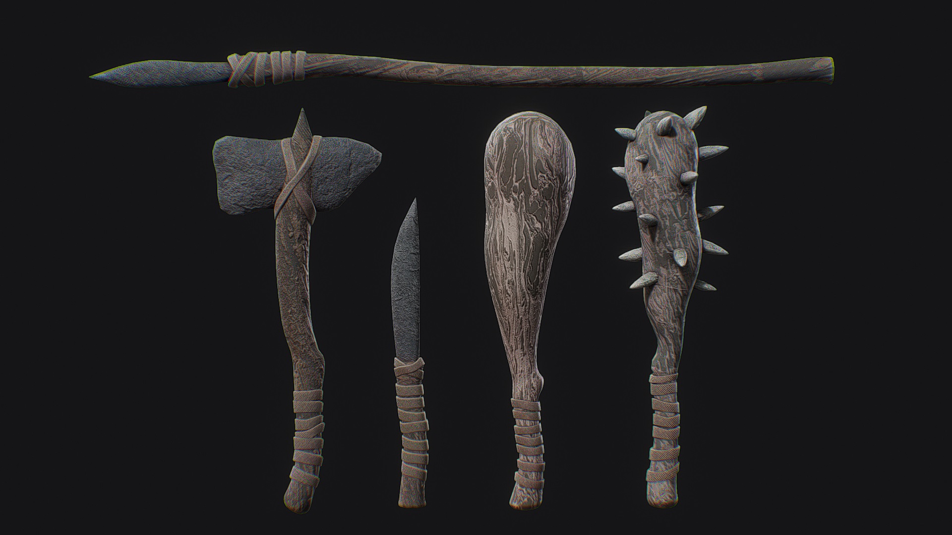 subject description - Caveman weapon pack