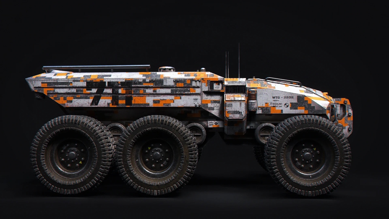 Media 1 for listing Sci-Fi Heavy Armored All-Terrain Rover 6x6 (PBR)