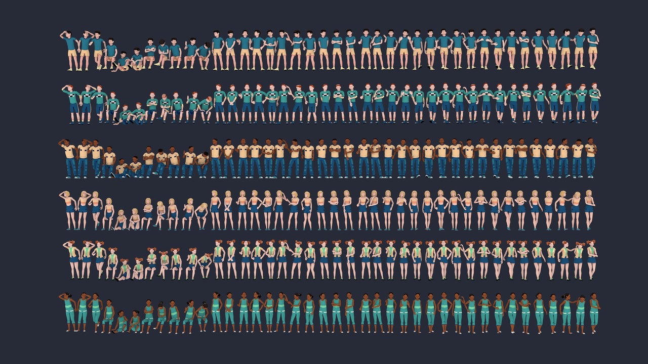 Media 1 for listing 240 Posed Kids - Girls and Boys Low-Poly Style